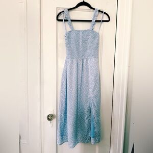 Abercrombie Blue Floral Smocked Midi Dress — NWT